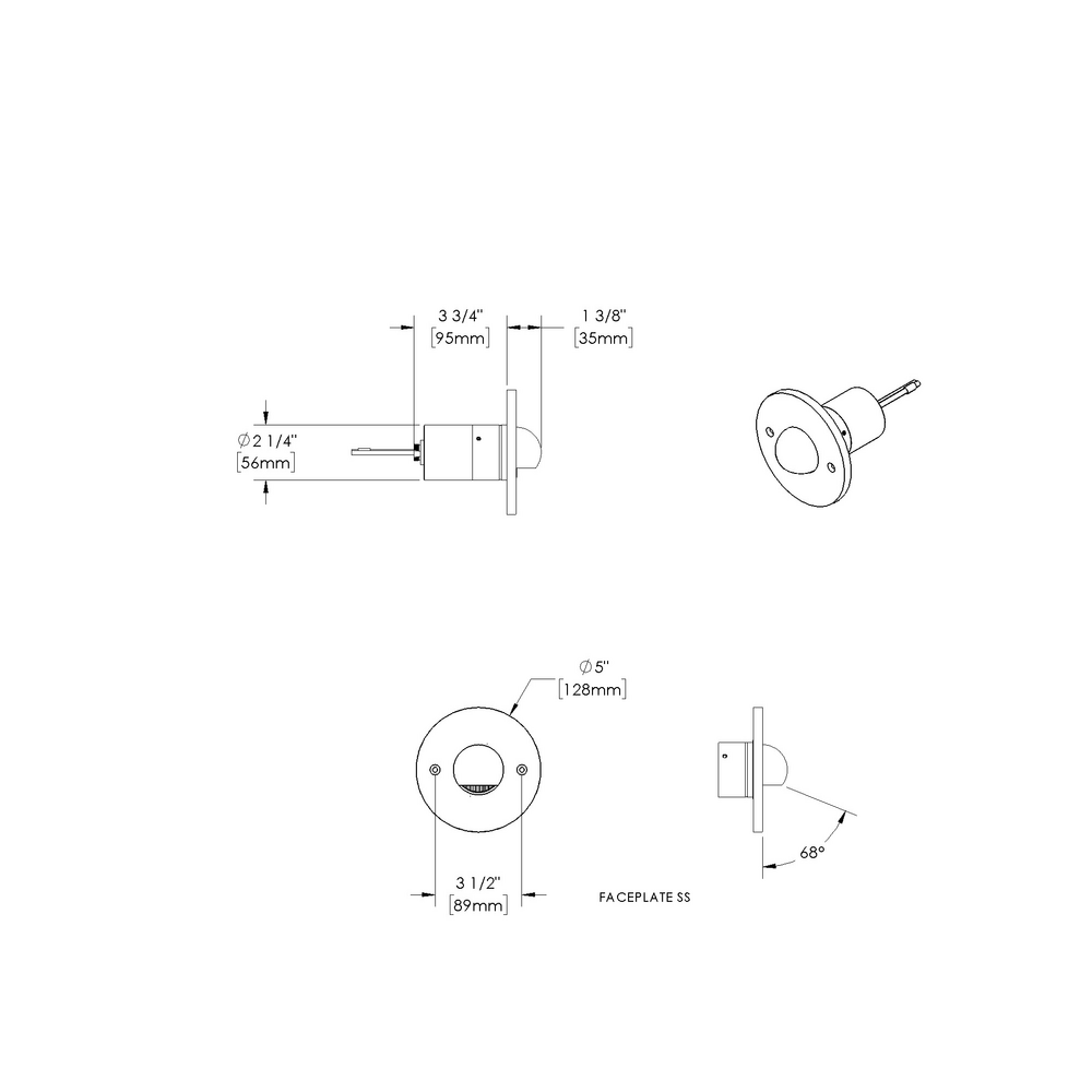 STEP STAR - Wall Recessed - Low Voltage - Lamp MR16 Gu5.3 - Round - Core Drill - Faceplate: Standard