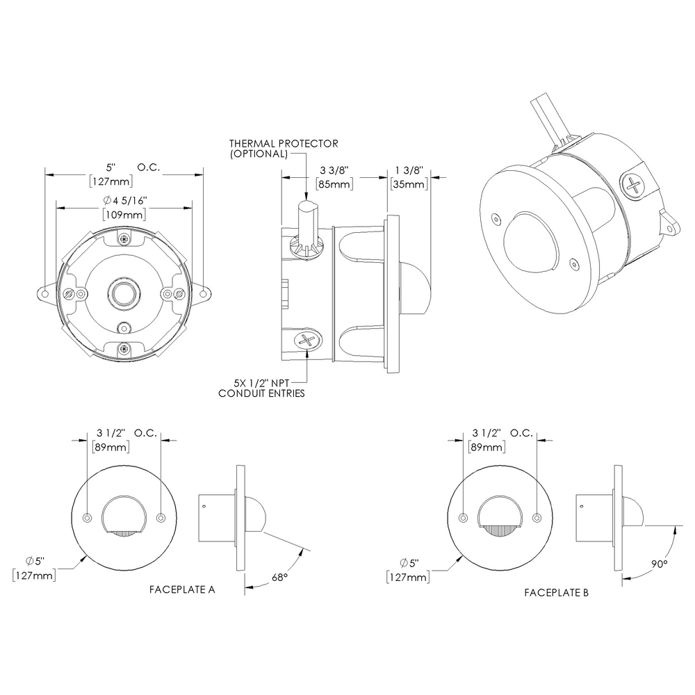 STEP STAR - Wall Recessed - Low Voltage - Lamp MR16 Gu5.3 - Round - Junction Box - Faceplate: Standard
