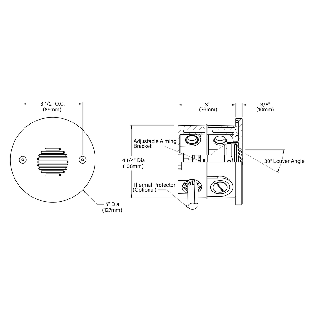 STEP STAR - Wall Recessed - Low Voltage - Lamp MR16 Gu5.3 - Round - Junction Box -Faceplate: Louvered - Pattern C