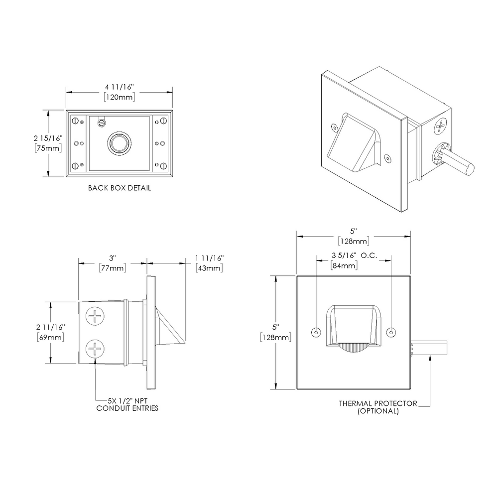 STEP STAR - Wall Recessed - Low Voltage - Lamp MR16 Gu5.3 - Square - Junction Box - Faceplate: Visor