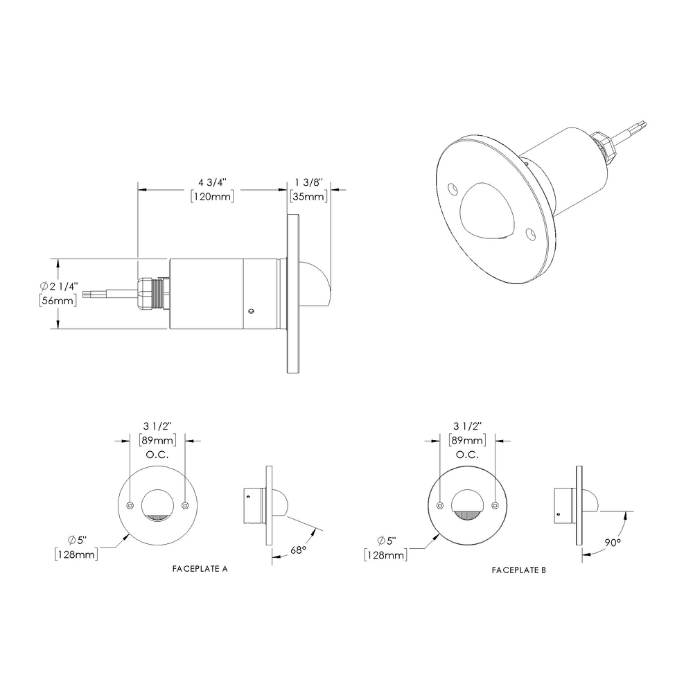 STEP STAR - Wall Recessed - Line Voltage - Lamp MR16 Gu10 - Round - Core Drill - Faceplate: Standard
