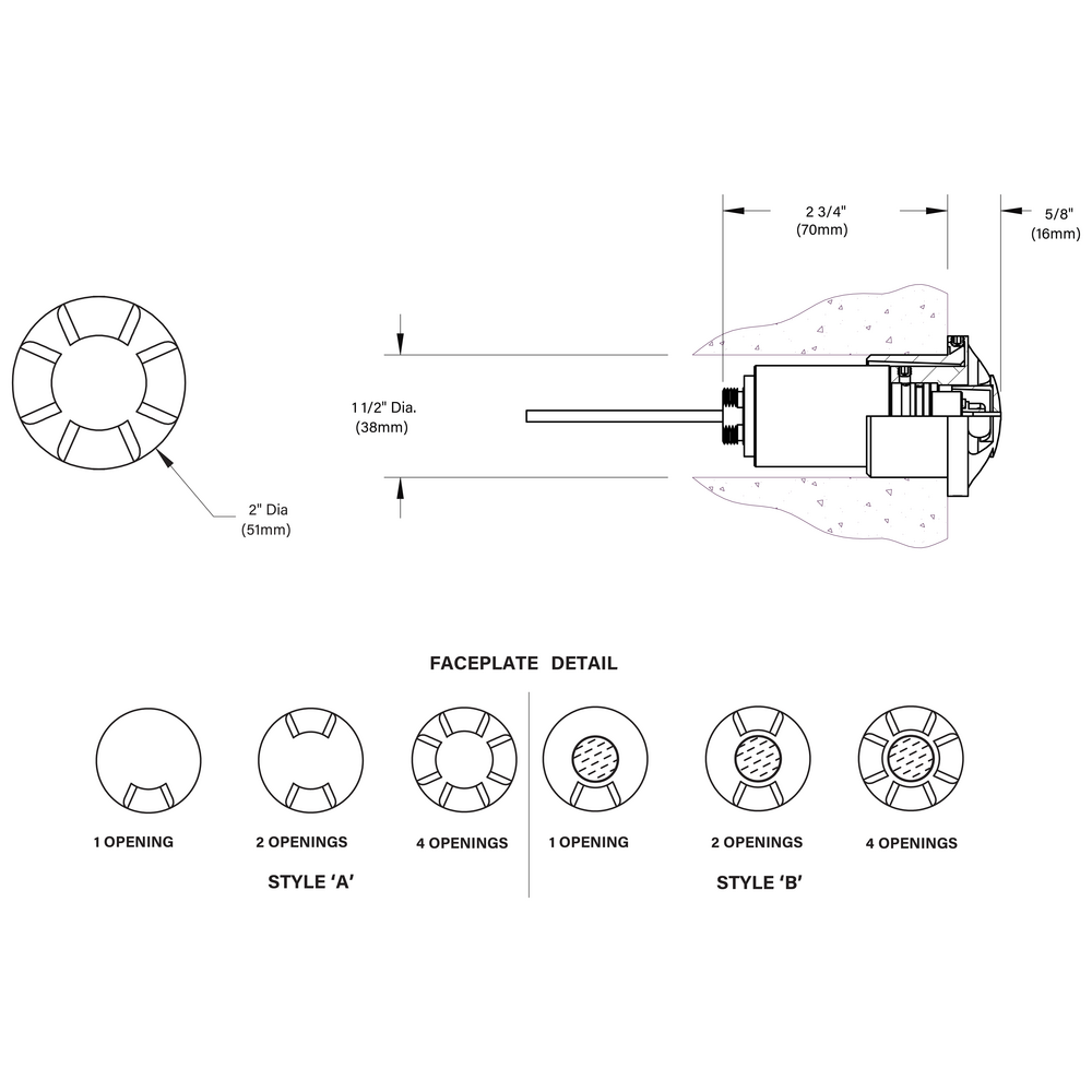 MINI MICRO ILUME - Wall Recessed - Low Voltage - LED High-Power - Faceplate Invisi Mount