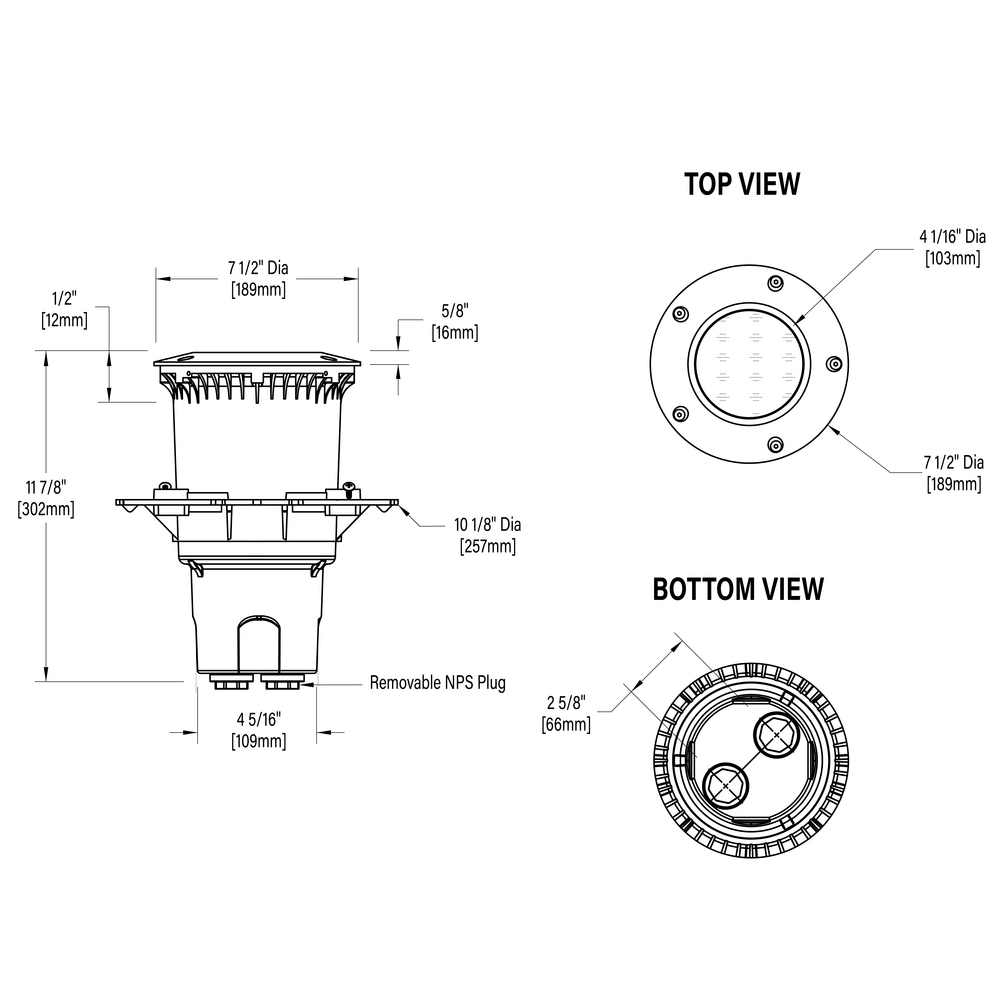 HP2 - In-grade - Line Voltage Via Transformer - Lamp MR16 Gu5.3 - Deep Housing - Faceplate Surface Mount
