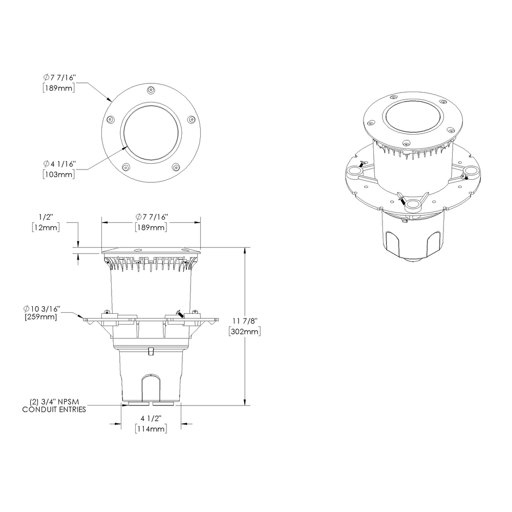 HP2 - In-grade - Line Voltage - LED Color Tuning - Deep Housing - Faceplate Surface Mount