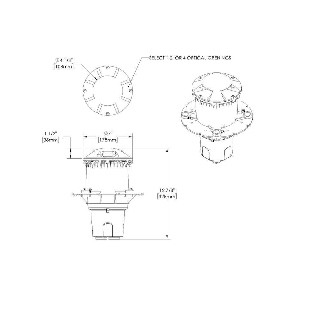 DRIVE STAR - In-grade - Low Voltage - LED High-Power - Deep Housing - Faceplate Surface Mount