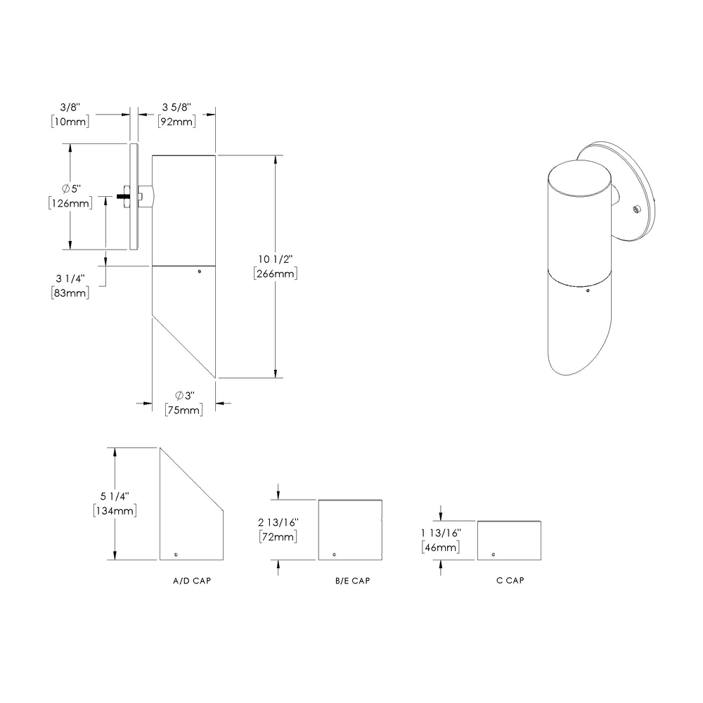 DENALI - Wall Mount - Remote Driver - LED COB - Single - Downlight or Uplight