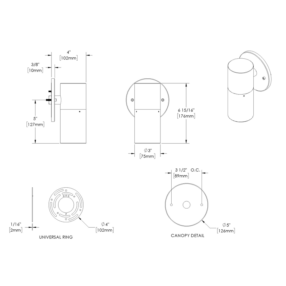 DENALI - Wall Mount - Line Voltage - Lamp PAR20 - Single - Downlight or Uplight