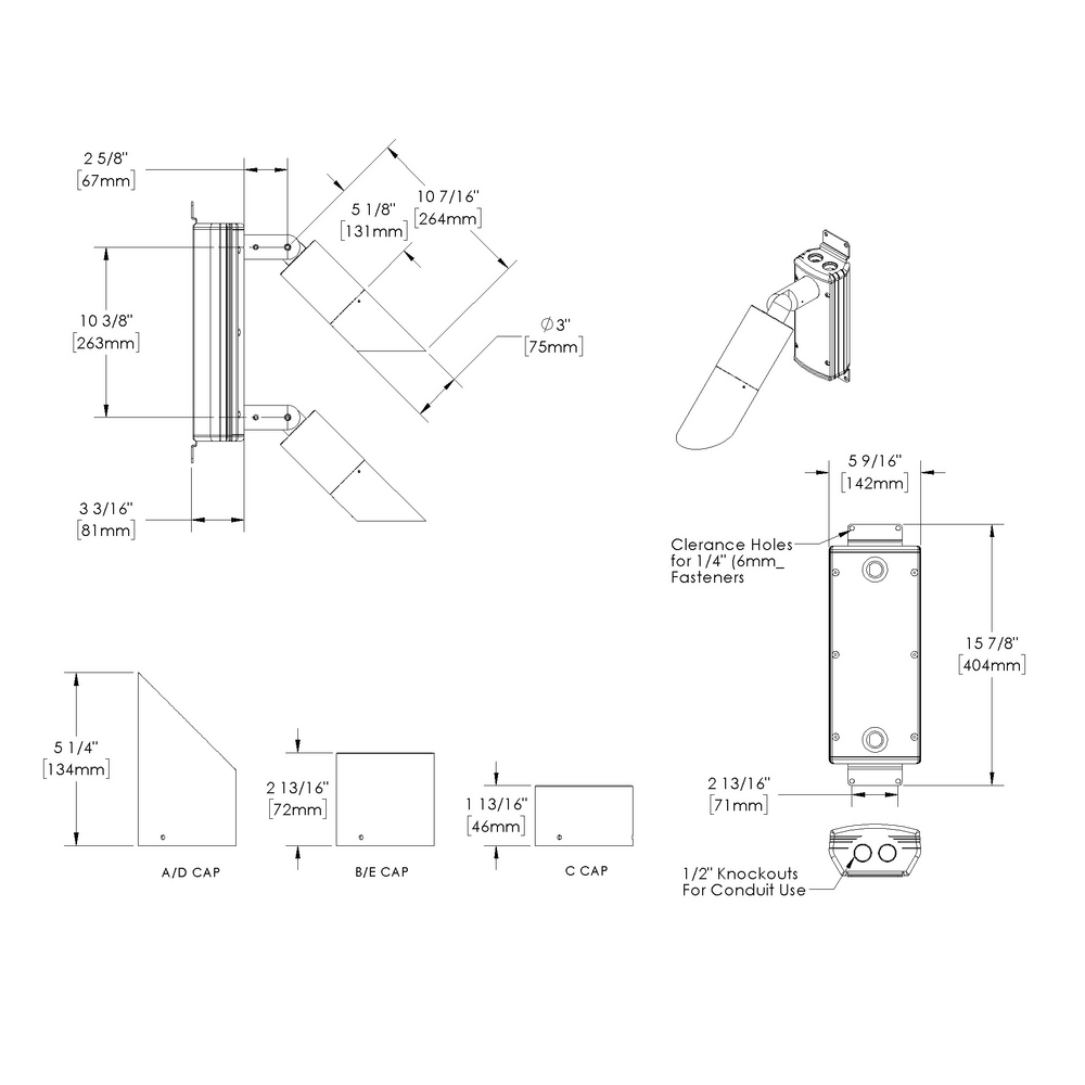 DENALI - Wall Mount - Line Voltage - LED COB - Dual - Downlight and Uplight - Universal Power Module PM3