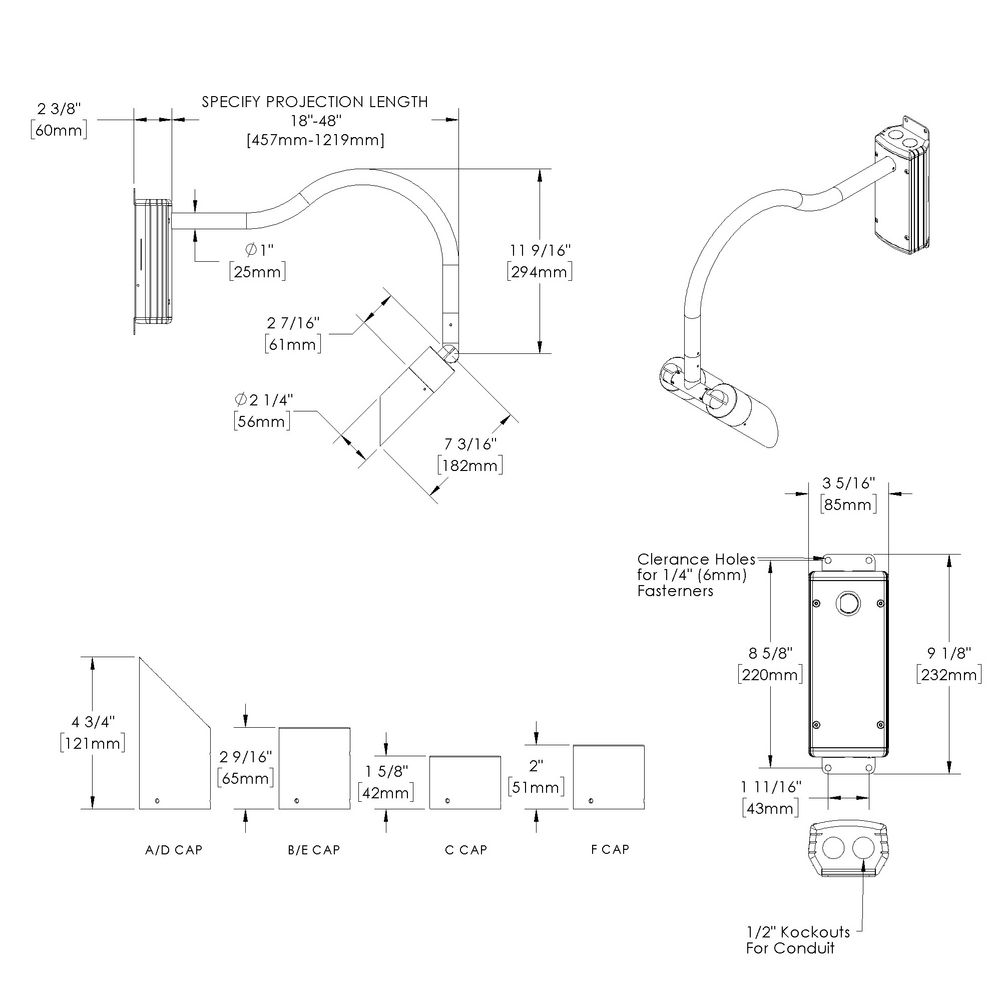 NITE STAR - Wall Mount - Line Voltage Via Transformer - LED High-Power - Style A - 2 Fixtures - Universal Power Module PM1 