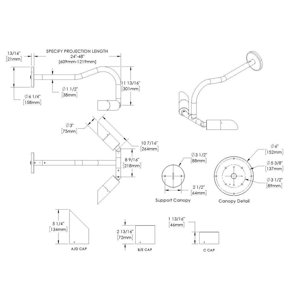 DENALI - Wall Mount - Line Voltage - LED COB - Style A - 2 Fixtures
