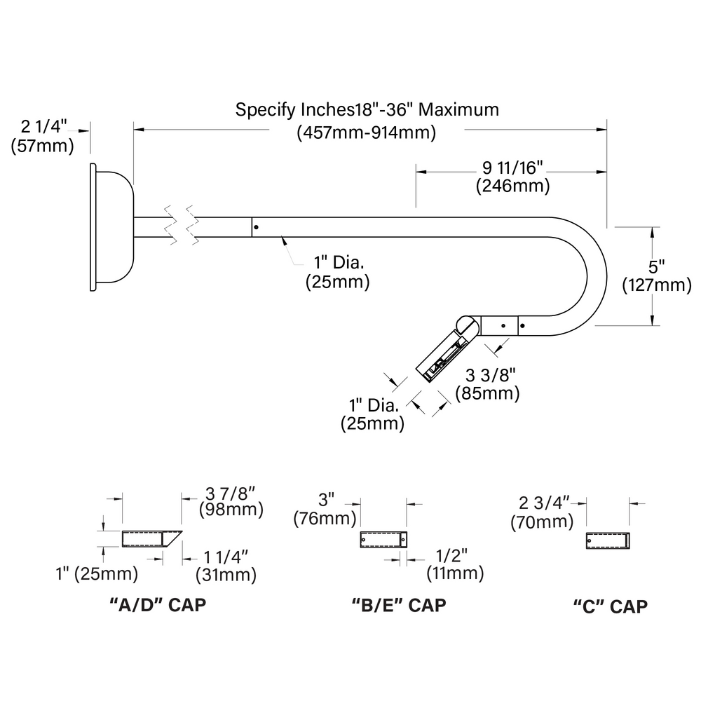 MINI MICRO - Wall Mount - Line Voltage Via Transformer - LED High-Power - Style B - 2 Fixtures - Power Canopy PC1 - Asymmetrical Optics