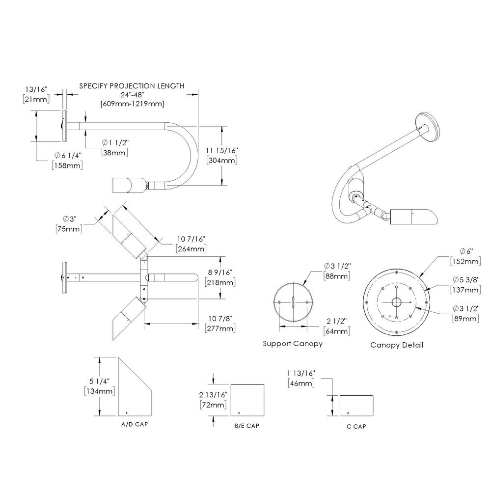 DENALI - Wall Mount - Line Voltage - LED COB - Style B - 2 Fixtures