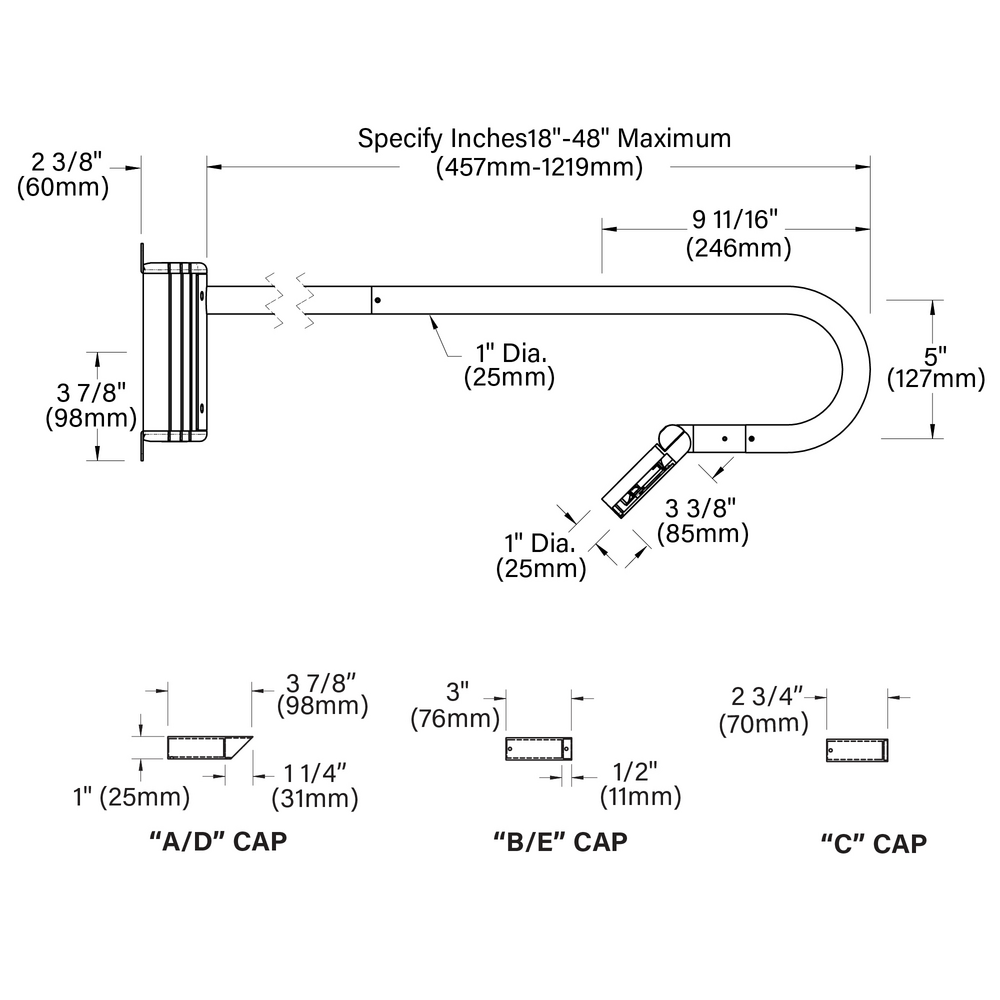 MINI MICRO - Wall Mount - Line Voltage Via Transformer - LED High-Power - Style B - 2 Fixtures - Universal Power Module PM1 - Asymmetrical Optics