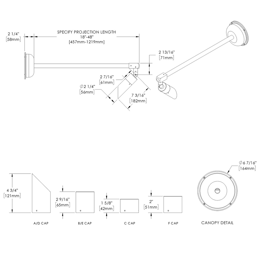 NITE STAR - Wall Mount - Line Voltage Via Transformer - LED High-Power - Style C - Single - Power Canopy PC1