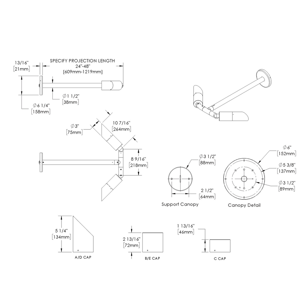 DENALI - Wall Mount - Line Voltage - LED COB - Style C - 2 Fixtures