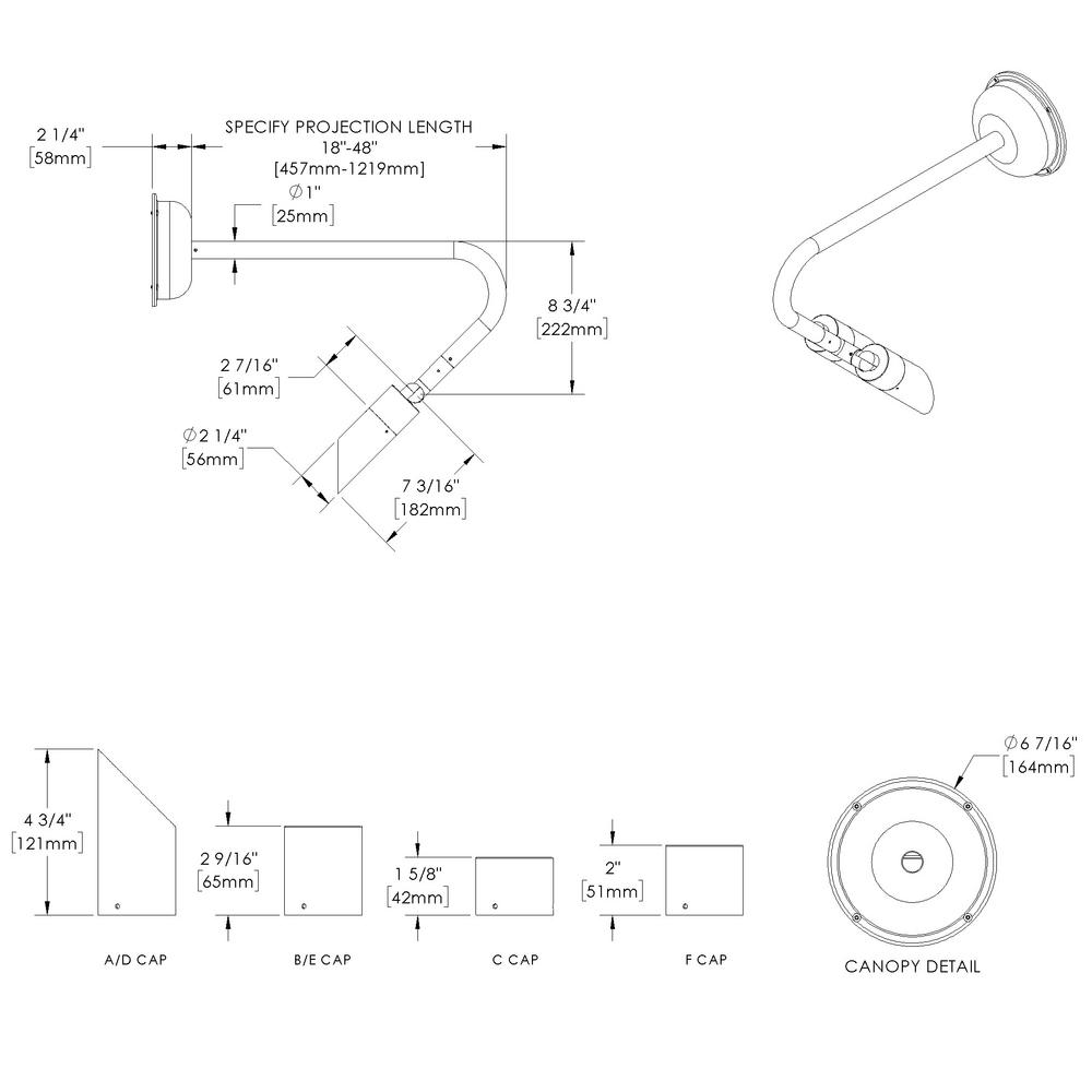 NITE STAR - Wall Mount - Line Voltage Via Transformer - Lamp MR16 Gu5.3 - Style F - 2 Fixtures - Power Canopy PC1