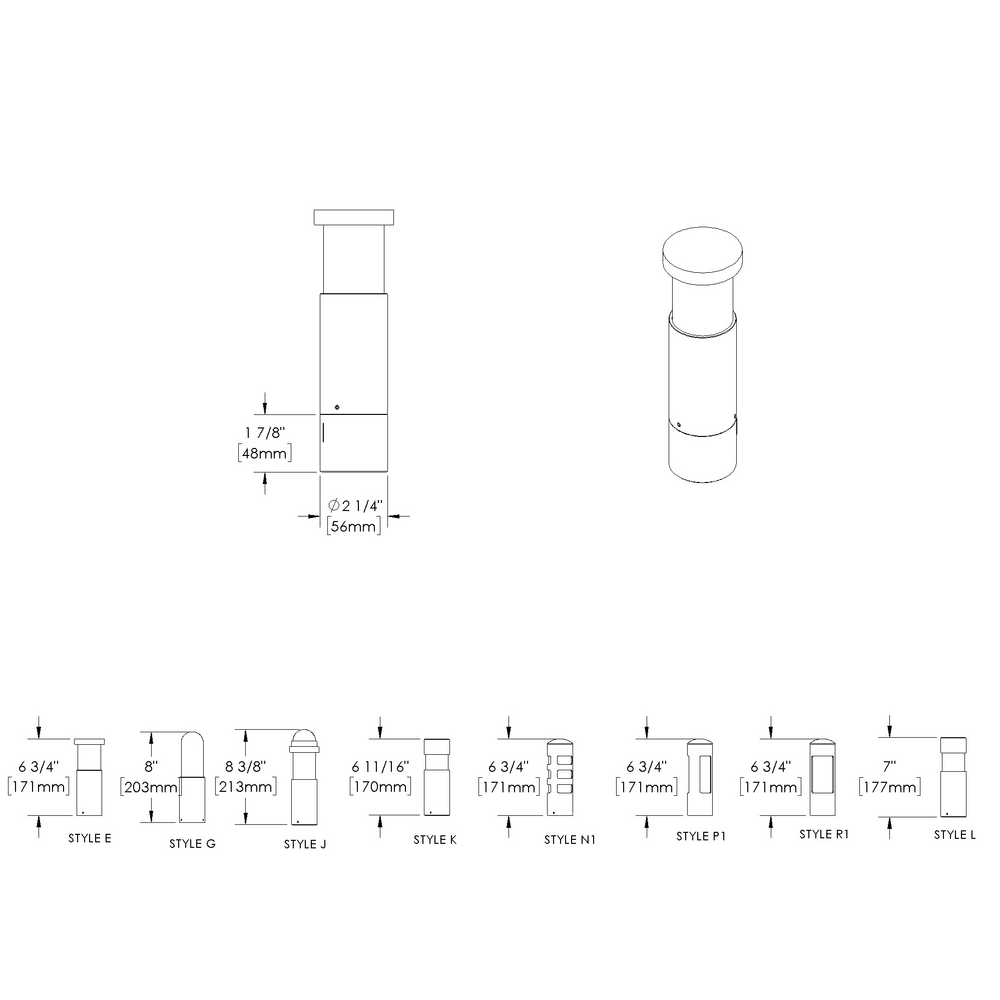 GLOW STAR - Bollard - Low Voltage - Lamp MR16 Gu5.3 - Brass - Style E - Height: 2