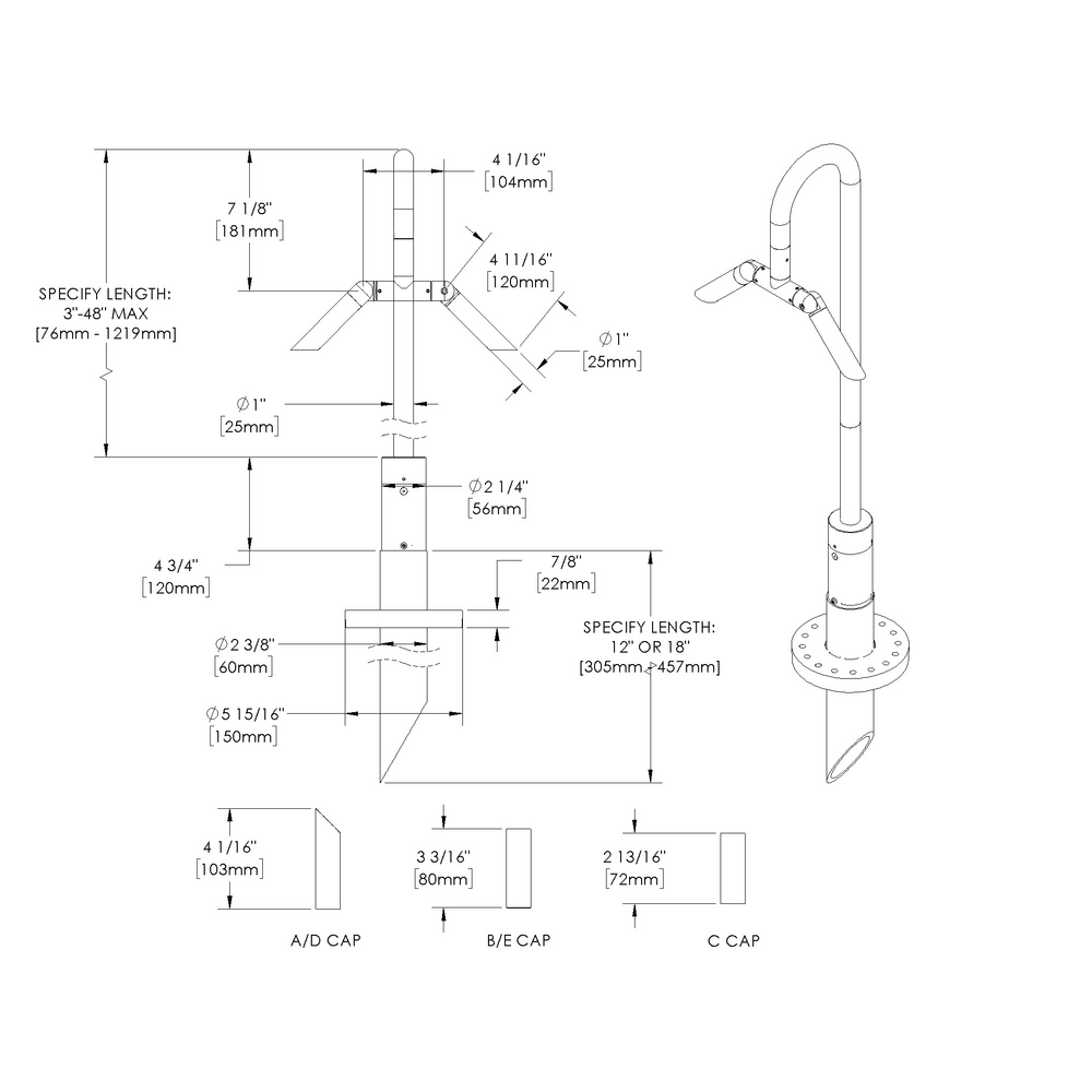 MINI MICRO - Bollard - Line Voltage Via Transformer - LED High-Power - Style B - 2 Fixtures - Symmetrical Optics