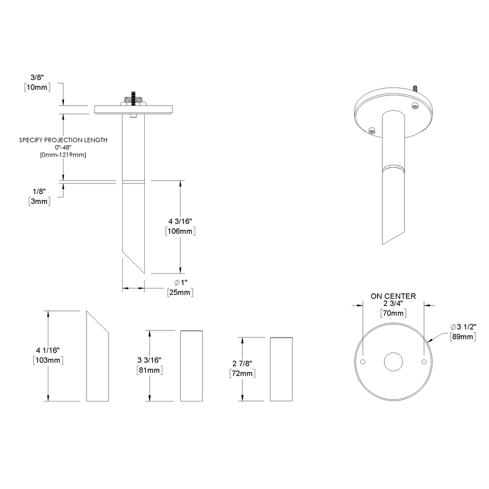 MINI MICRO - Ceiling Mount - Low Voltage - LED High-Power - Stem Mount - Symmetrical Optics