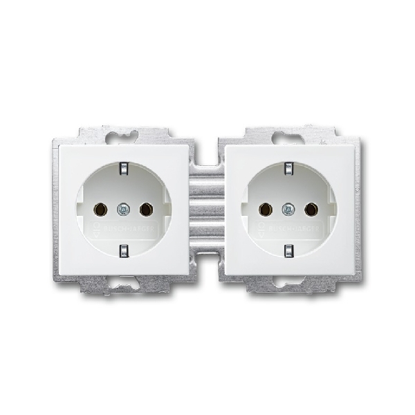 Busch-Jaeger stopcontactenset: 2x 20 EUC-214 stopcontact 2512-214K-102 afdeklijst Alpinwit Reflex SI
