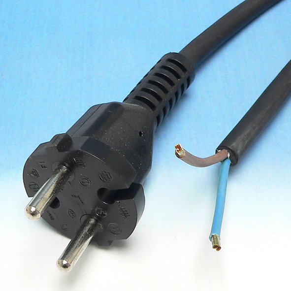 UNITEC Bohrmaschinenleitung H07RN-F 2x1,5mm² Mit Stecker – 3 Meter, Schwarz, 250V/16A