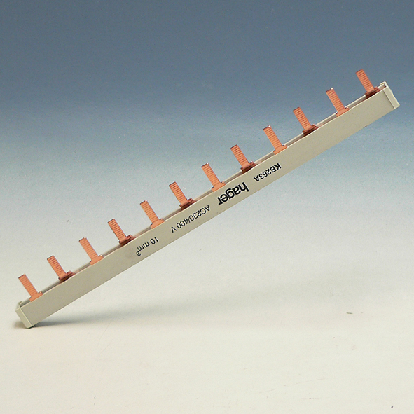 Barre Omnibus 4 Pôles 10mm² 63A 56 Modules - Connexion à Fourche, Couleur Grise, Pour Tableaux électriques Modulaires