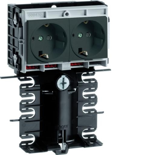Frame voor outlet, 115mm hoog incl. dubbele contactdoos zwart kopen ...