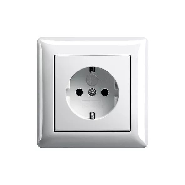Gira enkel stopcontact met randaarde zuiver wit glanzend RAL9010 (446603)