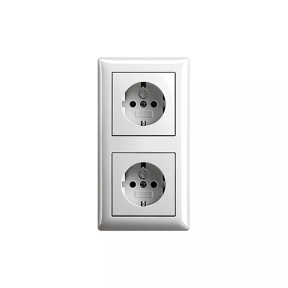 Gira enkel stopcontact met randaarde zuiver wit glanzend RAL9010 (446603)