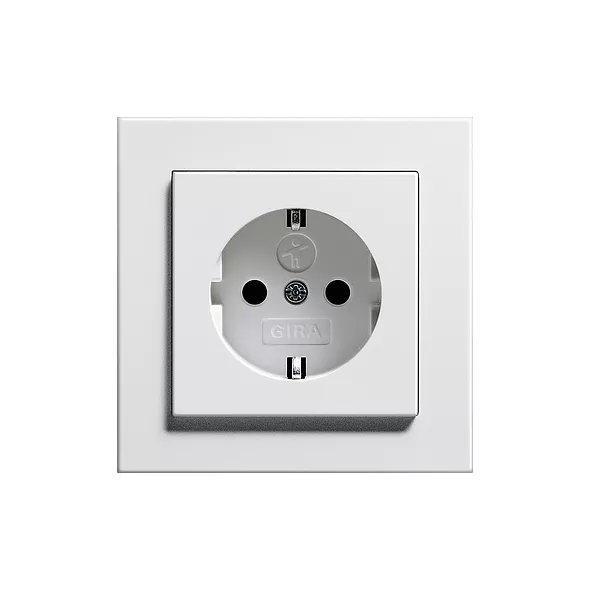 Gira enkel stopcontact met randaarde zuiver wit glanzend RAL9010 (446603)