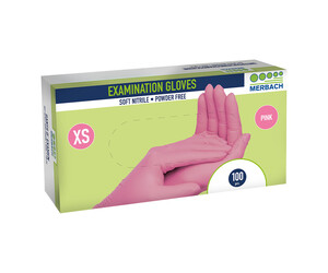 Merbach - Soft Nitrile Gloves - Pink - Box of 100