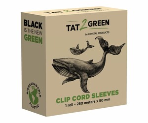 Tat2Green - Clip Cord Sleeves - Roll Uncut - Black - 250 meters x 50 mm