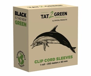 Tat2Green - Clip Cord Sleeves - Roll Uncut - Black - 250 meters x 60 mm