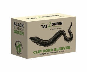 Tat2Green - Clip Cord Hoezen - Zwart - Vaste Maat - 450 mm x 50 mm - Doos van 200
