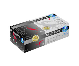 Unigloves - Select Black - Latex Gloves - Black - Box of 100
