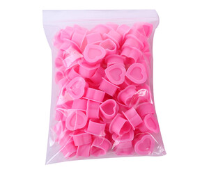 Heart-Shaped Silicone Ink Cups - Pink - Pack of 100