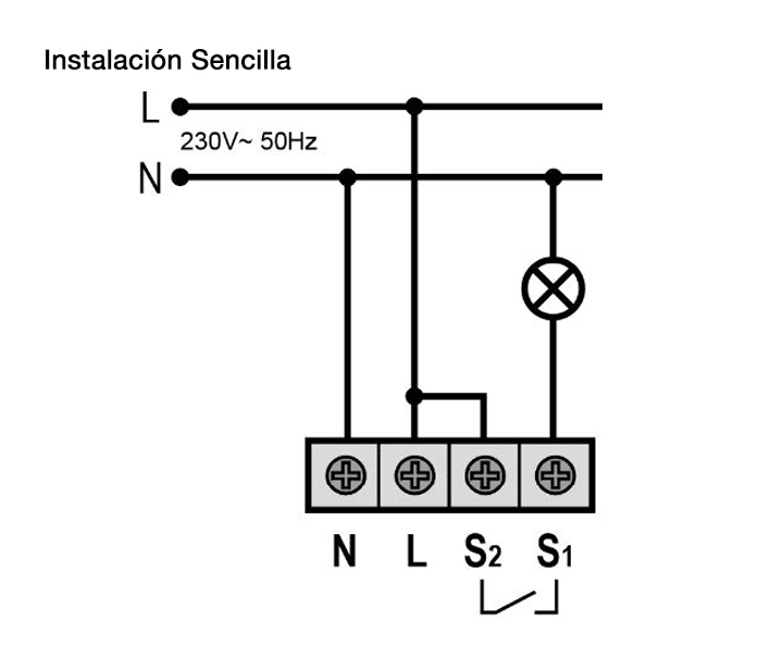 DETECTOR DE MOVIMIENTO CON RELÉ INVERTIDO – DM TEC IV1 - Esquema de instalación - Dinuy