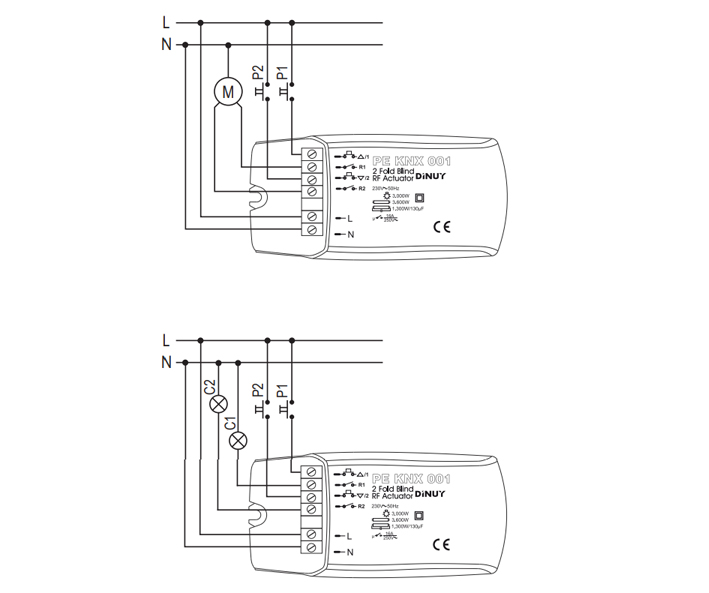 ACTUADOR INALÁMBRICO DE PERSIANAS – PE KNX 001 - Esquema de instalación - Dinuy