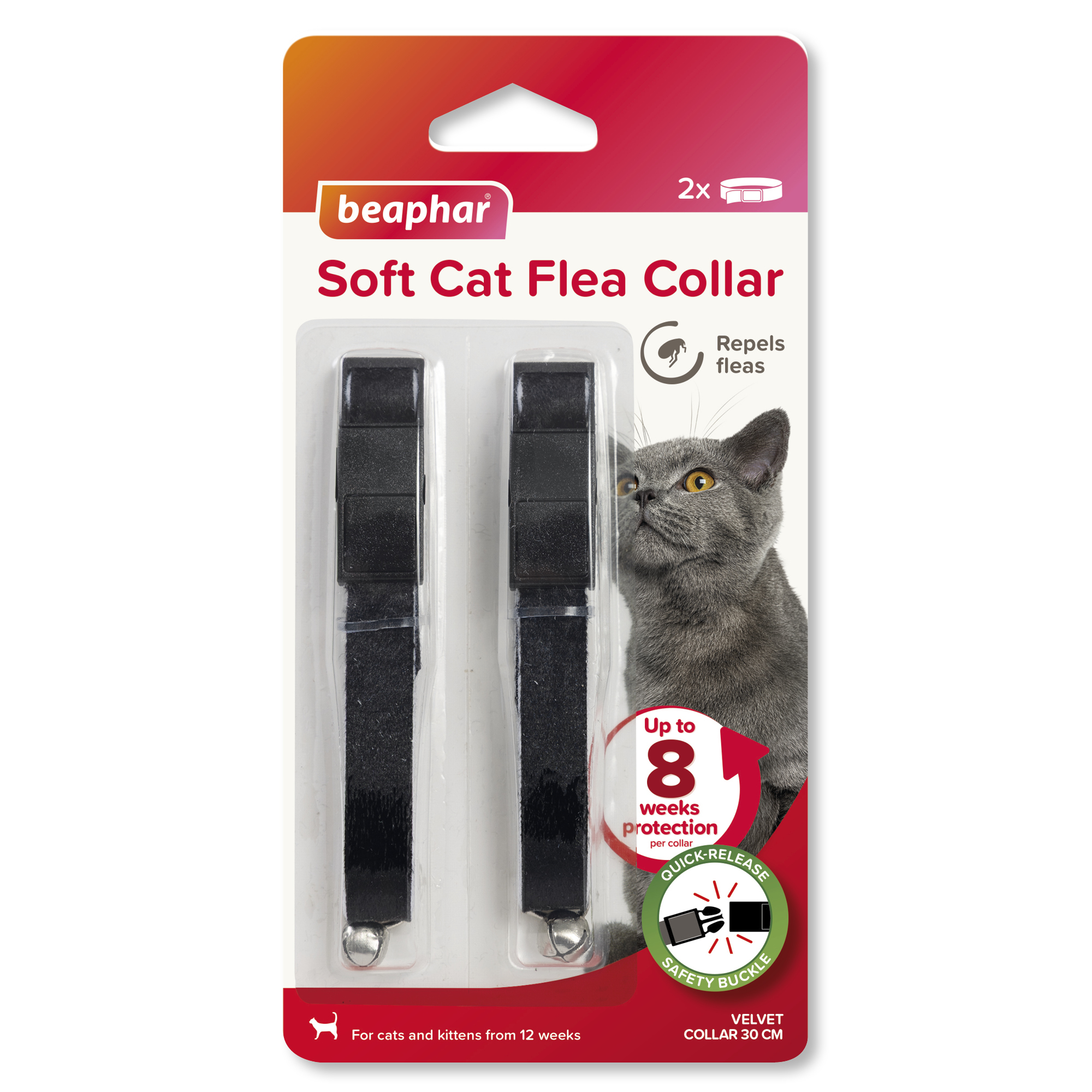 Beaphar Soft Velvet Flea Collar for Cats – Twin Pack, 30cm