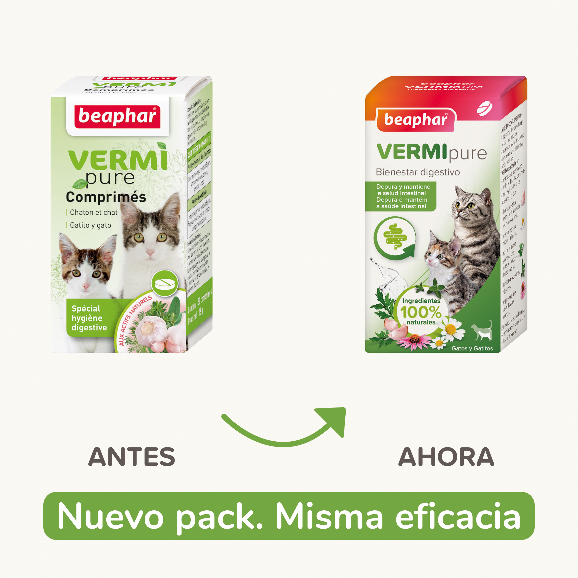 Beaphar VERMIpure Comprimidos Naturales Gatos y Gatitos - 50 Comprimidos